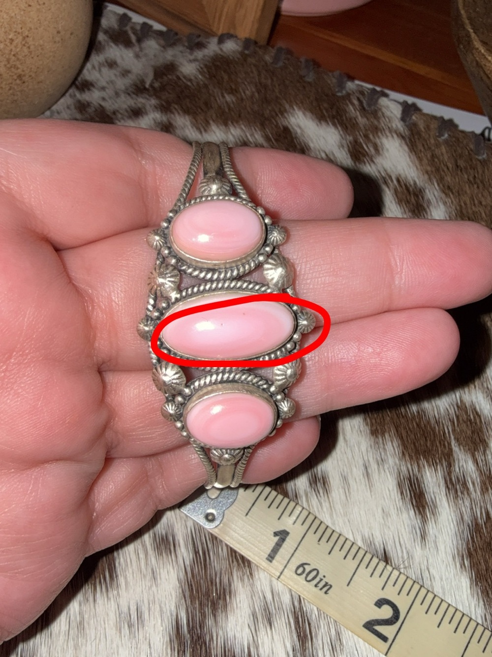 Sterling Silver Pink Conch Cuff Bracelet - Picture 10 of 14